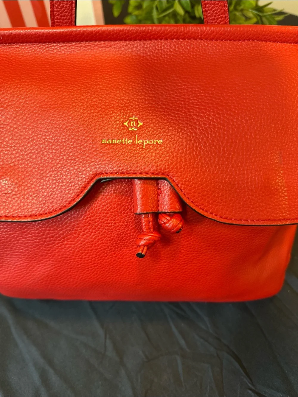 Nanette Lepore Red Pebbled Satchel with Gold Hardware